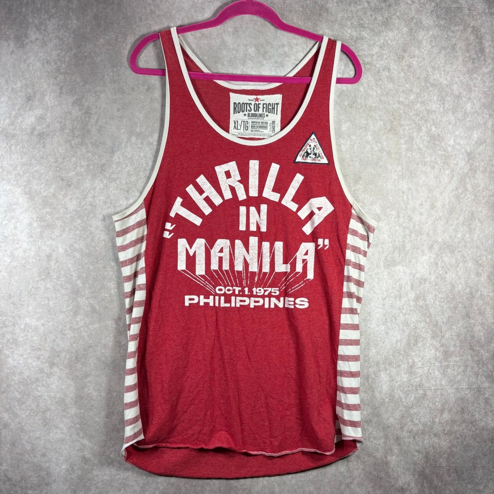 Roots of Fight‎ ALI FRAZIER Tank Top Mens XL Red Thrilla in Manila Bloodlines